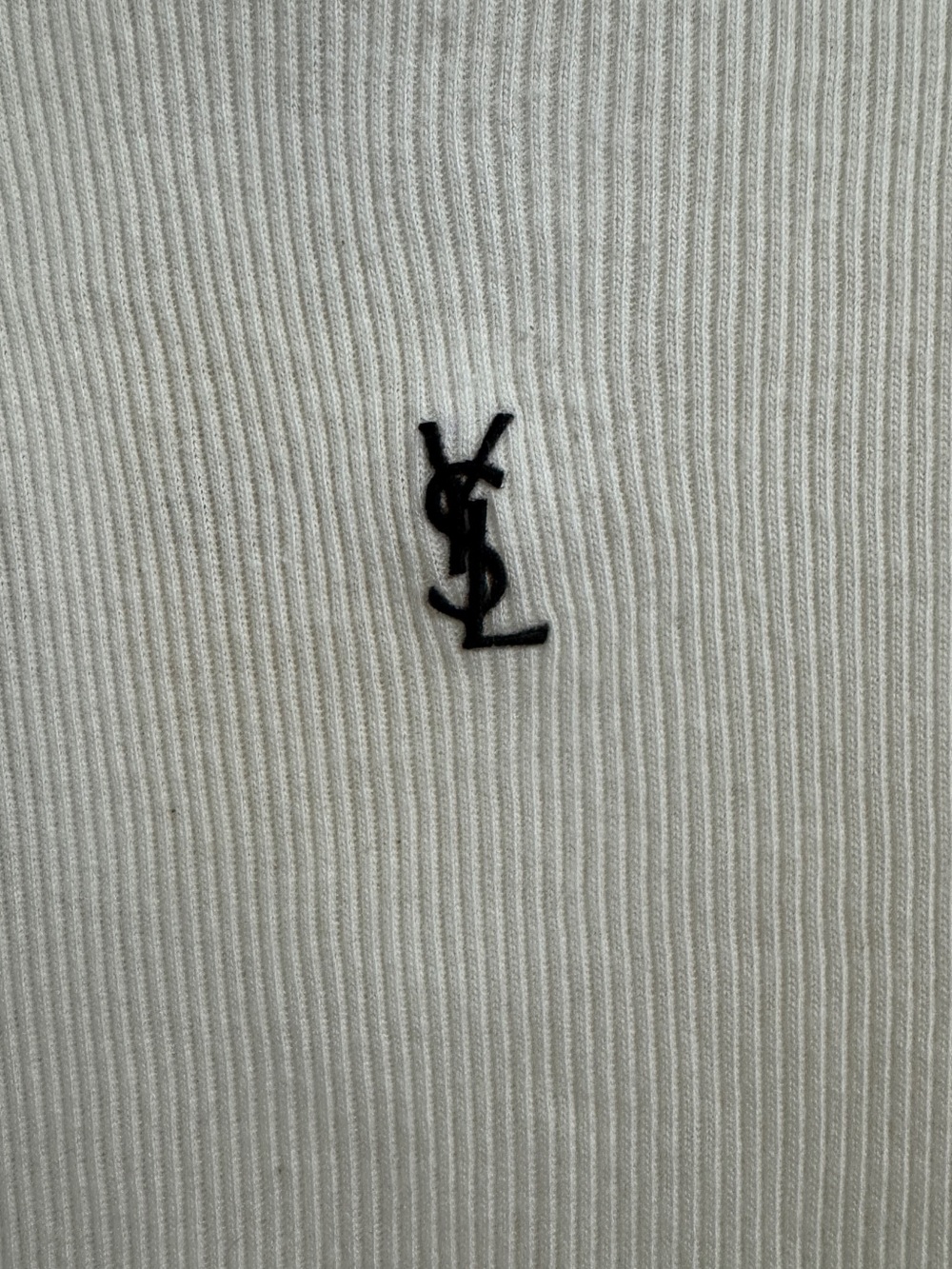 Saint Laurent Cream Ribbed Logo Tank Top